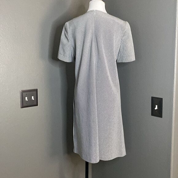 Vintage Lizwear Black and White Gingham Mod Dress Short Sleeve Side Button - Picture 6 of 11